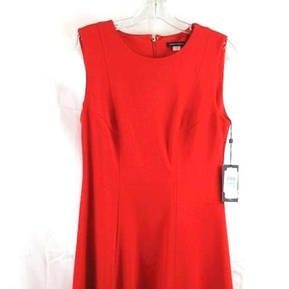 NWT Tommy Hilfiger Essentials Red Sleeveless Fit & Flare Midi Dress Size 8 - Picture 1 of 6